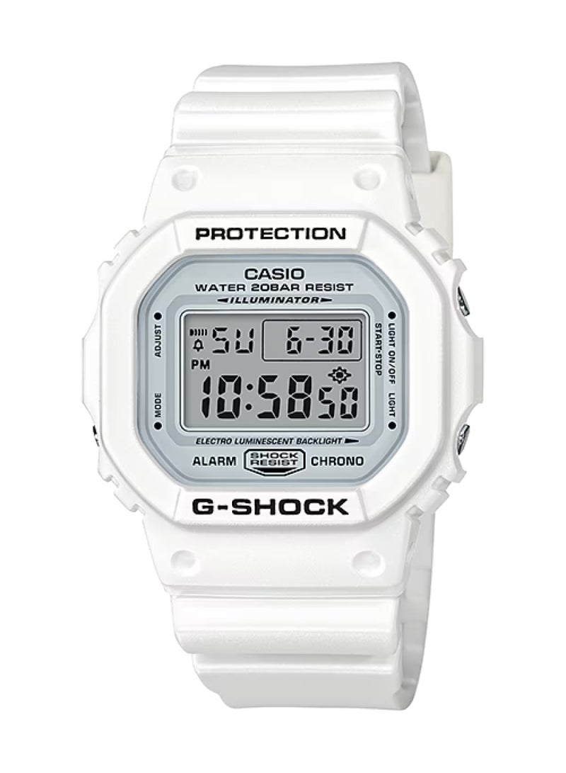 G-SHOCK Digital Men’s Watch DW‑5600MW‑7DR, 48.9 mm White Digital Display, White Resin Band, 200 m WR - Image 1